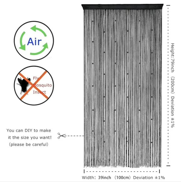 YaoYue Beaded String Curtain Black - Picture 5 of 8